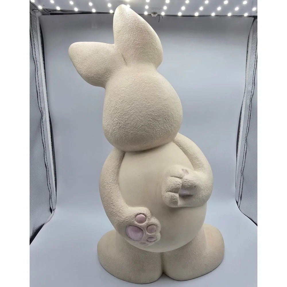 Vintage Hand Painted Ceramic‎ Easter Bunny Rabbit Figurine 90s Cute Cottage 15